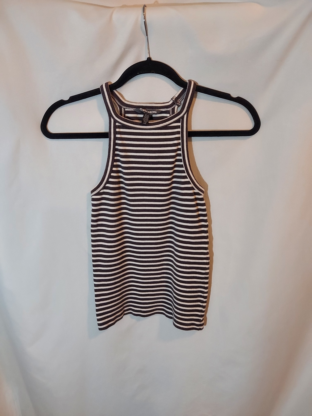 Billabong "For Real" Striped High Neck Ribbed Crop Tank Top S